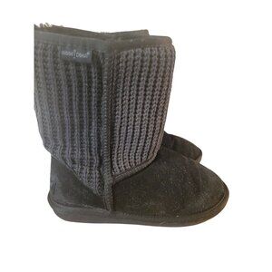 Minnetonka Boots 86520 Womens Size 8 Black Knitted Suede Sherpa Lined Comfy